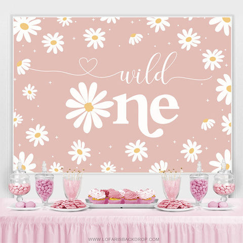 Bellis Perennis Pink Theme Joyeux 1e anniversaire Toile de fond