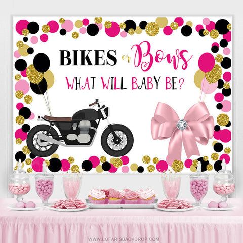 Toile de fond scintillante de vélos ou d'arcs pour la fête de douche de bébé