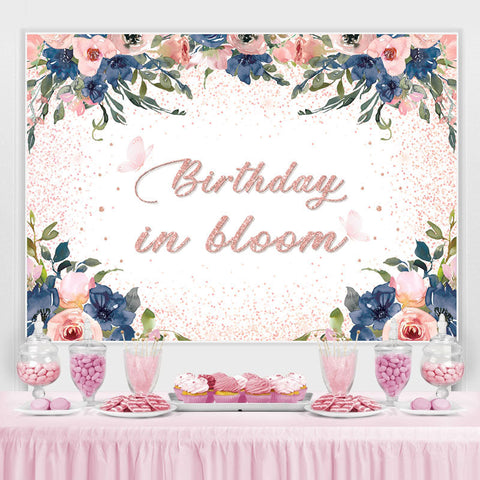 Anniversaire en fleurs Rose Floral Bokeh Biurthday Toile de fond