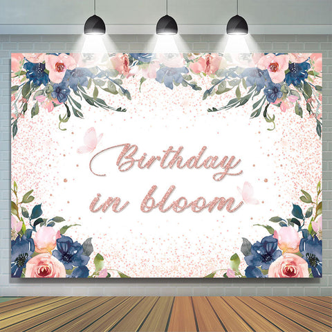 Anniversaire en fleurs Rose Floral Bokeh Biurthday Toile de fond