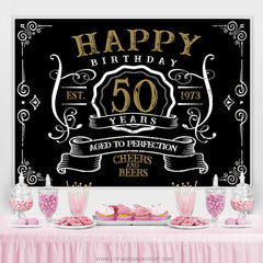 Black Age To Perfection Toile de fond joyeux 50e anniversaire