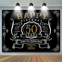 Black Age To Perfection Toile de fond joyeux 50e anniversaire