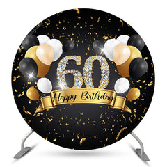 Ballons noir et or cercle 60e anniversaire toile de fond