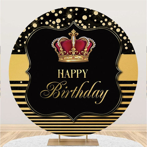 Fond De Joyeux Anniversaire Cercle Couronne Noir Et Or