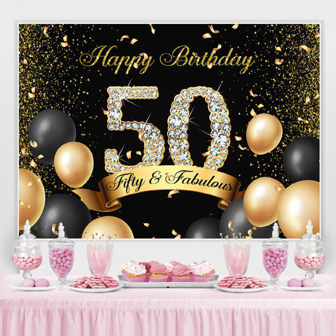 Toile de fond noir et or cinqui¨¨me et fabuleux anniversaire