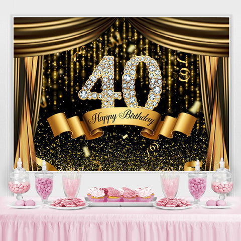 Toile de fond noir et or paillettes Bokeh 40e anniversaire