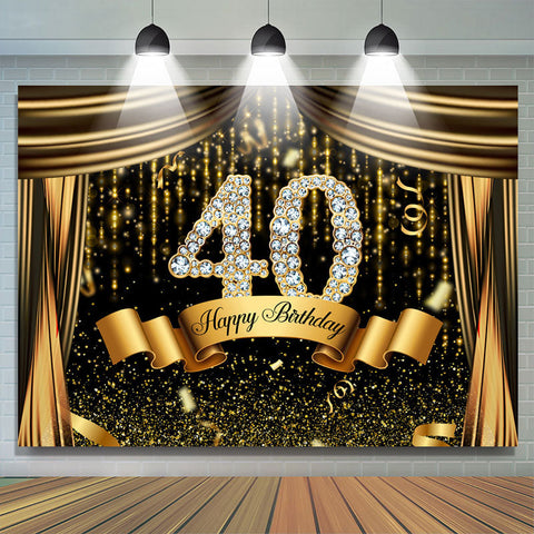 Toile de fond noir et or paillettes Bokeh 40e anniversaire