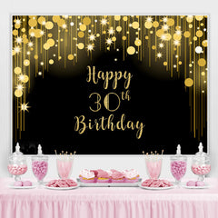 Toile de fond joyeux 30e anniversaire à paillettes noires et dorées