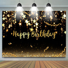 étoiles noires et dorées Bokeh Joyeux anniversaire Toile de fond