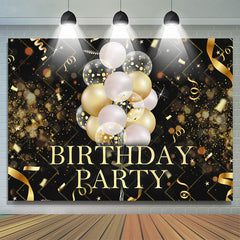 Toile de fond de f¨ºte d'anniversaire bokeh ballon noir et dor¨¦
