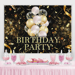 Toile de fond de f¨ºte d'anniversaire bokeh ballon noir et dor¨¦