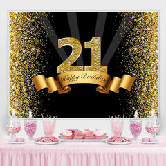 Toile de fond noir et dor¨¦ Bokeh Happy 21th Birthday