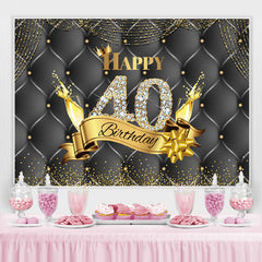 Toile de fond noire et dorée Happy 40th Birthday Dots