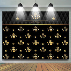 Toile de fond joyeux anniversaire vip bienvenue noir et doré