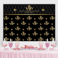 Toile de fond joyeux anniversaire vip bienvenue noir et doré