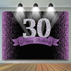 Toile de fond noir et violet Bokeh Diamond 30e anniversaire