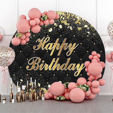 Toile de fond joyeux anniversaire rond noir et rose doré