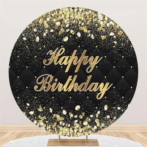Toile de fond joyeux anniversaire rond noir et rose doré