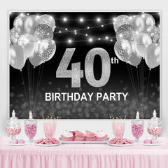 Toile de fond joyeux 40e anniversaire ballon noir et argent