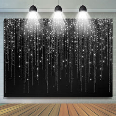 Toile de fond Happy Birthday Glitter noir et blanc