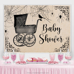 Chariot de bébé noir et toile de fond de douche de bébé Halloween araignée