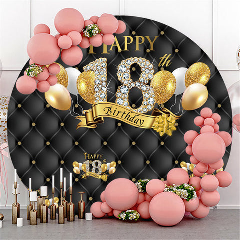 Ballons noirs joyeux 18e anniversaire cercle toile de fond