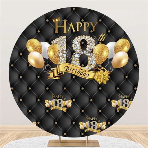 Ballons noirs joyeux 18e anniversaire cercle toile de fond