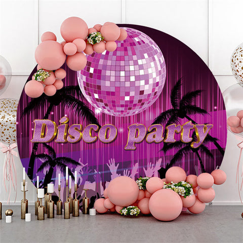 Toile de fond ronde anniversaire disco violet cocotier noir