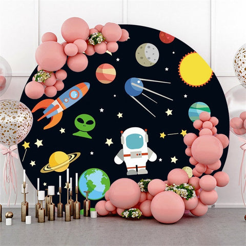 Toile De Fond Ronde De Joyeux Anniversaire De L'univers Galaxie Mignon Noir