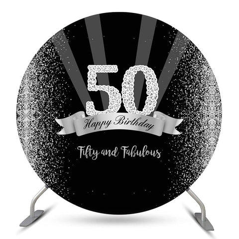 Toile de fond ronde du 50e anniversaire de diamant noir scintillant