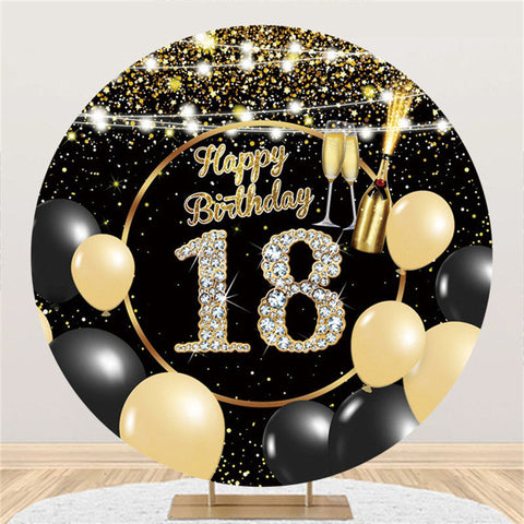 Ballons En Or Noir Paillettes Ronde 18e Anniversaire Toile De Fond