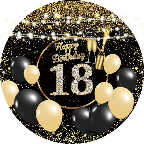 Ballons En Or Noir Paillettes Ronde 18e Anniversaire Toile De Fond