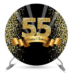 Décors ronds de ruban de paillettes de joyeux 55e anniversaire d'or noir