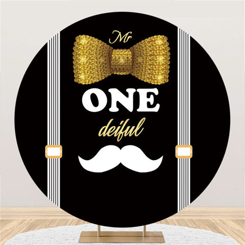 Toile de fond d'anniversaire de cercle de barbe de Mr Onderful en or noir