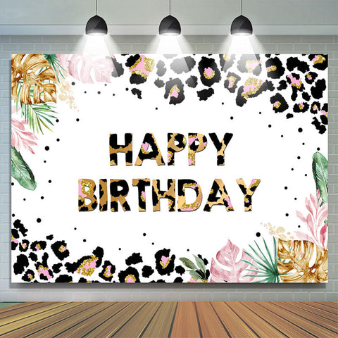 Motif Or Noir Et Feuilles Toile De Fond Joyeux Anniversaire