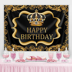 Toile de fond de photomaton d'anniversaire de la couronne royale en or noir