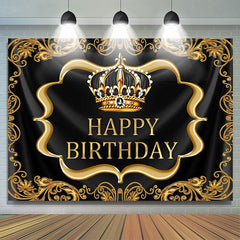 Toile de fond de photomaton d'anniversaire de la couronne royale en or noir