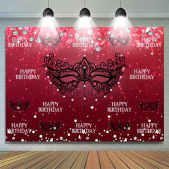 Masque Noir Diamants Rouges Bokeh Filles Anniversaire Toile De Fond