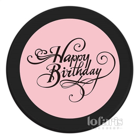 Toile de fond ronde d'anniversaire bref rose noir pour fille