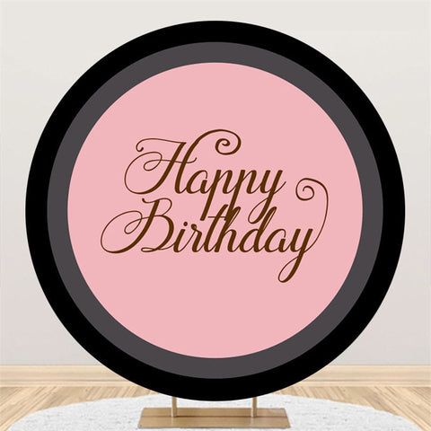 Toile de fond ronde joyeux anniversaire thème rose noir pour la fête