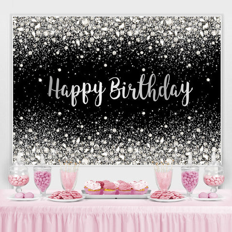 Toile de fond d'anniversaire de paillettes de diamant Bokeh argent noir