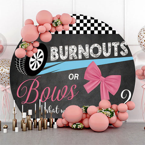 Black Tire Burnouts Gender Reveal Toile de fond ronde