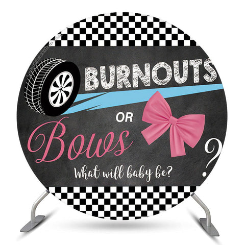 Black Tire Burnouts Gender Reveal Toile de fond ronde