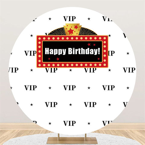 Toile de fond de cercle d'anniversaire à thème vip noir pour la fête