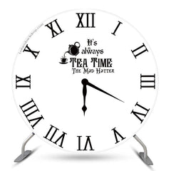 Couverture de toile de fond d'horloge ronde de l'heure du thé noir et blanc