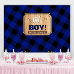 Toile de fond de douche de bébé Oh Boy à rayures bleues et noires