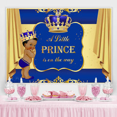 Toile de fond de douche de bébé Couronne bleue et dorée pour Prince
