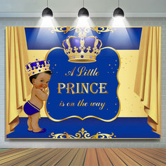 Toile de fond de douche de bébé Couronne bleue et dorée pour Prince