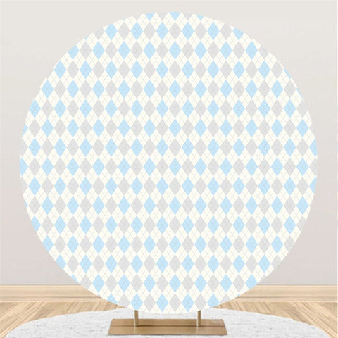 Toile De Fond De Fête D'anniversaire Ronde Motif Bleu Et Gris