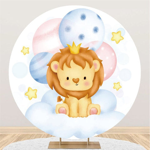 Ballons Bleus Et Roses Toile De Fond Ronde Pour Baby Shower De Lion